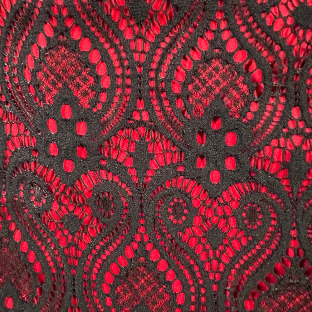 Connected Apparel Dress Womens 8P Black Velvet Red Lace Sheath Party Career - Picture 11 of 16